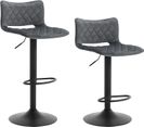 Lot De 2 Tabourets De Bar Pivotants.chaise De Salle à Manger En Velours.hauteur Réglable.gris Foncé