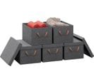 Lot De 5 Boîte De Rangement En Tissu Non Tissé,coffre De Rangement Avec Couvercle,38x27x20cm,gris