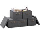 Lot De 5 Boîte De Rangement En Tissu Non Tissé,coffre De Rangement Avec Couvercle,43x33x26cm,gris