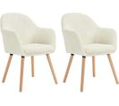 Lot De 2 Chaise De Salle à Manger Rembourrée En Velours Côtelé,chaise Cuisine,pieds En Bois,beige