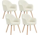 Lot De 4 Chaise De Salle à Manger Rembourrée En Velours Côtelé,chaise Cuisine,pieds En Bois,beige