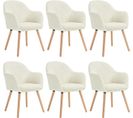 Lot De 6 Chaise De Salle à Manger Rembourrée En Velours Côtelé,chaise Cuisine,pieds En Bois,beige