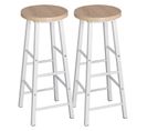 Lot De 2 Tabourets De Bar-tabouret De Cuisine-chaise De Salle à Manger- En Métal+mdf-chêne Clair