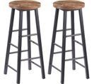 Lot De 2 Tabourets De Bar-pieds En Acier -assise En Mdf -avec Repose-pied Noir+vintage