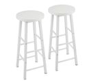 Lot De 2 Tabourets De Bar-tabouret De Cuisine-chaise De Salle à Manger-en Métal + Mdf-blanc