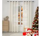 2 Pièce Rideau De Noël En Lin Souple Translucide,voilage De Fenêtre Avec Oeillets,135x225cm,crème