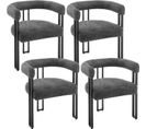 Lot De 4 Chaises De Salle à Manger Rembourré,chaise Salon En Chenille,pieds En Métal,gris Foncé