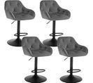 Lot De 4 Tabouret Bar Haute,chaise Cuisine Pivotante,hauteur Réglable,en Velours,gris Foncé