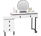Coiffeuse Avec Miroir LED,table De Maquillage Avec 2 Tiroirs 1 Commode,100x40x125cm,blanc+noir.