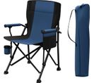Chaise Camping Pliante,chaise De Pêche,avec Porte-gobelet,poche Latérale,sac De Transport,bleu+noir