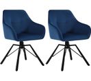 Lot De 2 Chaise Pivotante à 360°,chaise Salle à Manger Rembourrée,scandinave,en Velours,bleu