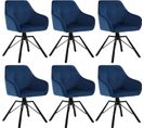 Lot De 6 Chaise Pivotante à 360°,chaise Salle à Manger Rembourrée,scandinave,en Velours,bleu