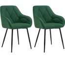 Lot De 2 Chaise De Salle à Manger,chaise De Cuisine Rembourrée En Velours,pieds En Métal,vert Foncé