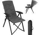 Chaise Pliante Camping,chaise Longue Rembourré,avec Dossier Haut Réglable,cadre En Métal,gris Foncé