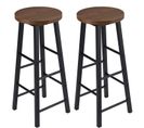 Lot De 2 Tabourets De Bar,tabouret De Cuisine En Acier+ Mdf,hêtre Foncé