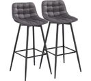 2x Tabouret De Bar Avec Repose-pieds-tabouret Pour Bar/bistro- En Velours + Métal-gris Foncé