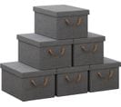 Lot De 6 Boîte De Rangement Avec Couvercle,coffre De Rangement En Tissu Non Tissé,38x27x20cm,gris