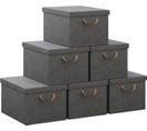 Lot De 6 Boîte De Rangement Avec Couvercle,coffre De Rangement En Tissu Non Tissé,43x33x26cm,gris