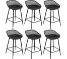 Lot De 6 Tabourets De Bar Haut,tabourets Extérieur Jardin Avec Siège Plastique,pieds En Métal,noir