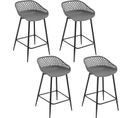 Lot De 4 Tabourets De Bar Haut,tabourets Extérieur Jardin Avec Siège Plastique,pieds En Métal,gris