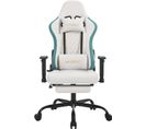 Fauteuil Gaming Massante Avec Coussin Lombaire Massant,chaise Ergonomique,tissu Technique,blanc