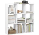 Bibliothèque Cubique à 9 Compartiments Ouverts,étagère De Rangement à 3 Niveaux,94x29,5x93cm,blanc