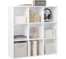 Bibliothèque Cubique Avec 9 Compartiments,meuble De Rangement Autoportant,94x29,5x93cm,blanc