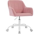 Chaise De Bureau à Roulettes,hauteur Réglable,pivotante,siège Rembourré,en Velours,rose+blanc