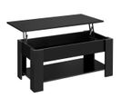 Table Basse Avec Plateau Relevable En Pin Laqué 98 X 50 X 42 Cm Noir