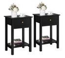 Lot De 2 Table De Chevet Du Lit, Table De Nuit Noir