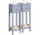 Lot De 2 Tables D'appoint Console En Bois Gris