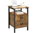 Table D'appoint Industrielle Table De Chevet En Bois Mdf Marron Rustique