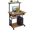 Bureau Informatique Avec 3 Tablettes De Rangement Marron Rustique