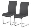 Lot De 2 Chaises De Salle À Manger Assise En Similicuir Gris Foncé