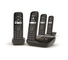 Téléphone Sans Fil Quattro Dect Noir Avec Répondeur - As690aquattro