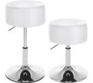 Lot De 2 Tabouret De Bar Sans Dossier-siège En Similicuir-hauteur Réglable-blanc