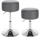 Lot De 2 Tabouret De Bar Sans Dossier-siège En Similicuir-hauteur Réglable-gris