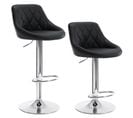 Lot De 2 Tabouret De Bar Avec Repose-pieds-tabouret En Similicuir-siège Bien Rembourré-noir