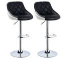 Lot De 2 Tabouret De Bar Avec Siège Bien Rembourré En Similicuir-hauteur Réglable-noir Blanc