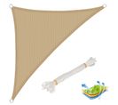 Voile D’ombrage Triangulaire En Hdpe.protection Contre Le Soleil. 3.6x3.6x5.1 M. Sable