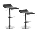 Lot De 2 Tabouret De Bar En Similicuir Et Acier Chromé-tabouret Réglable Et Rotatif-noir