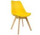 Chaise De Salle À Manger.chaise Scandinave En Similicuir + Plastique + Bois.jaune