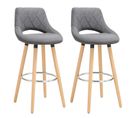 Lot De 2 Tabouret De Bar-en Lin Et Bois Massif-siège Bien Rembourré-43x43x91cm-gris Foncé