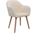 Chaise De Salle À Manger En Velours + Bois Massif Chaise De Relax Chaise De Salon Crème Blanc