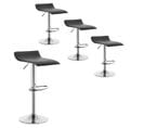 Lot De 4  Tabourets De Bar En Similicuir-tabourets De Bar Pivotant-hauteur Réglable-noir