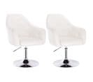 Lot De 2 Fauteuil De Bar En Similicuir-tabouret De Bar-tabouret Rotatif- En Acier Chromé-blanc