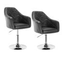 Lot De 2 Fauteuil De Bar En Similicuir-tabouret De Bar-tabouret Rotatif- En Acier Chromé-noir