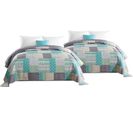 Lot De 2 Couverture De Lit.design Patchwork Couette Boutis Imprimée.jeté De Lit.170x210cm.gris+vert