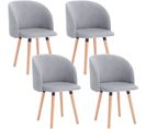 4x Chaise De Cuisine En Velours Fauteuil De Repas Salle À Manger Scandinave Gris