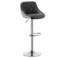 Tabouret De Bar En Similicuir Avec Repose-pied-chaise De Bar Hauteur Réglable-gris Blanc